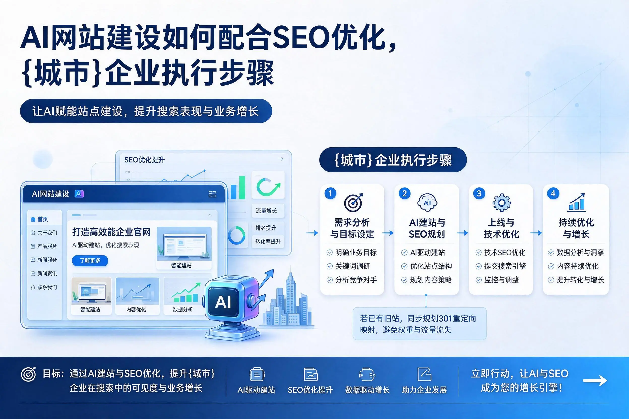 AI网站建设如何配合SEO优化,常德企业执行步骤