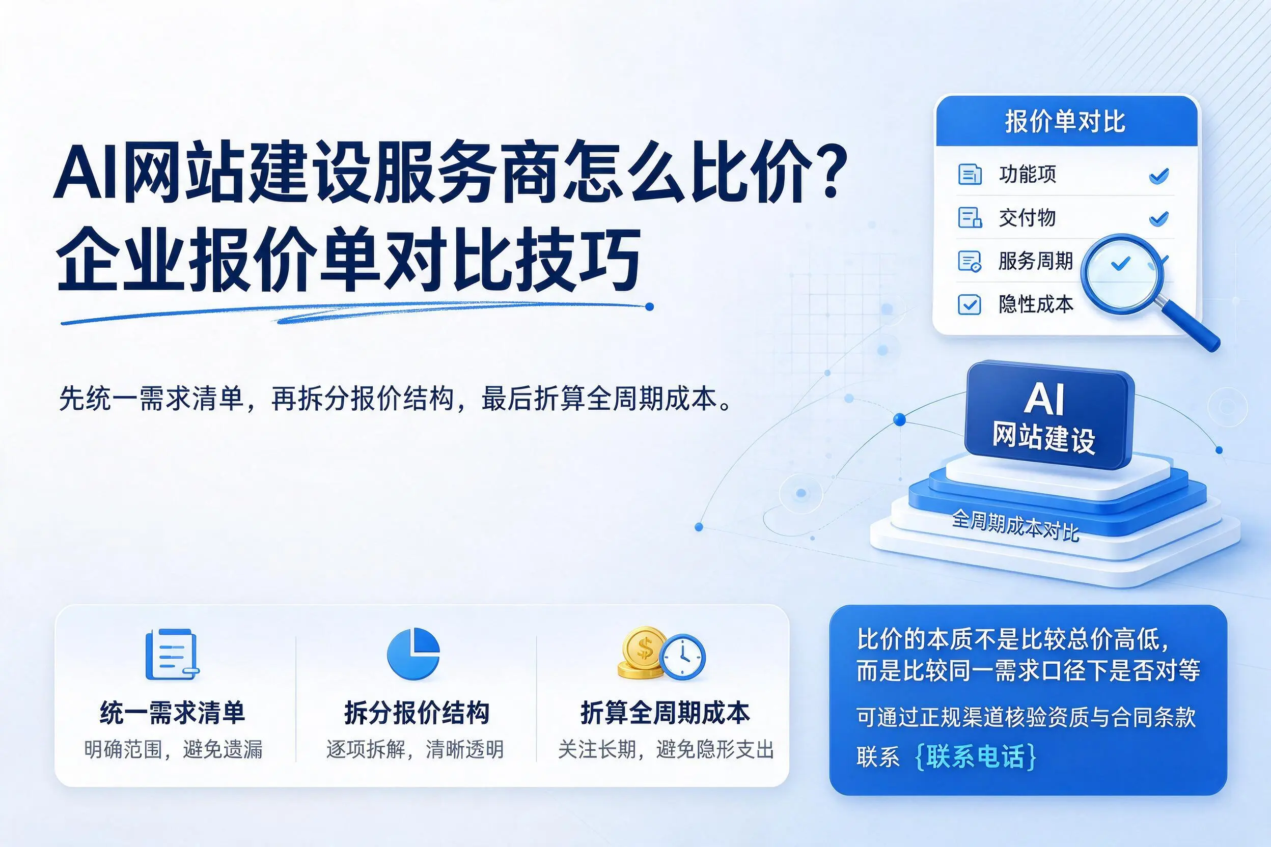 AI网站建设服务商怎么比价？常德企业报价单对比技巧