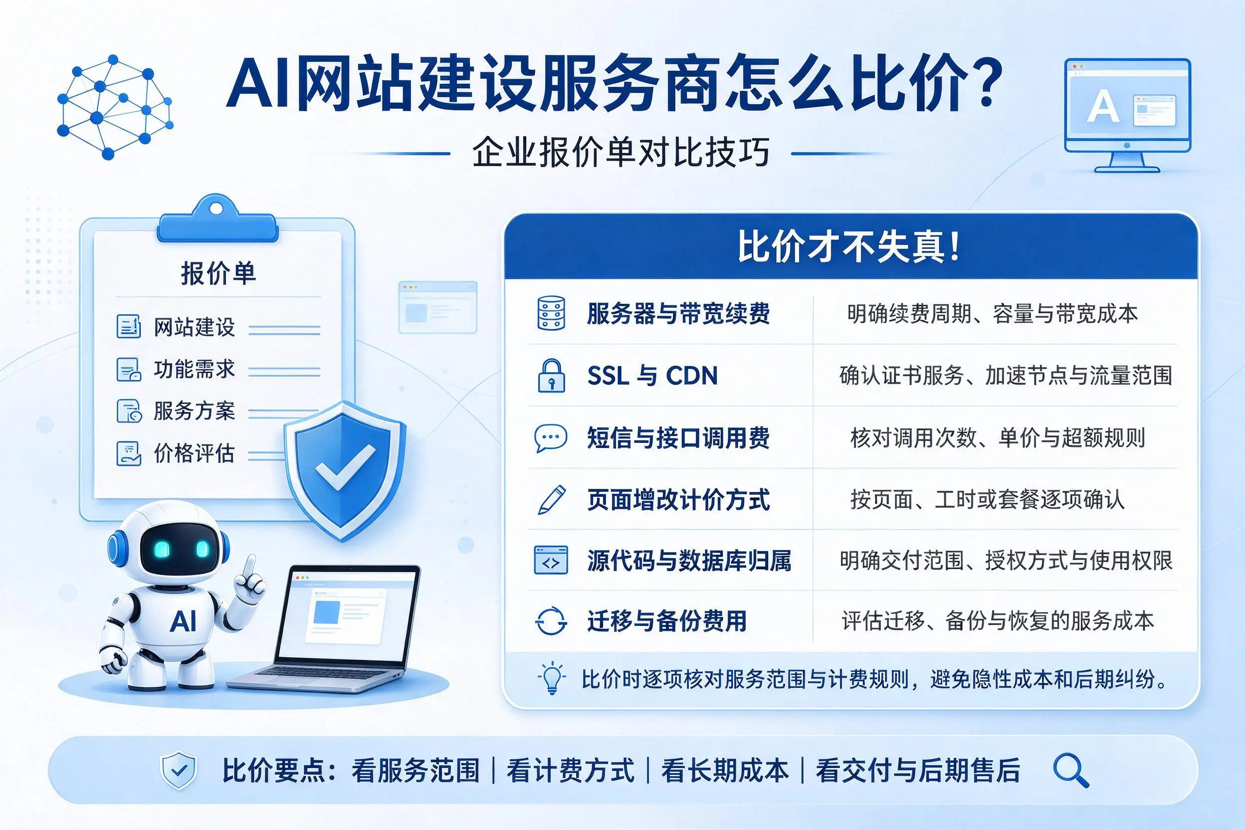 AI网站建设服务商怎么比价？常德企业报价单对比技巧